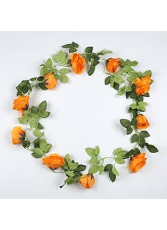 Generic 1 x 5 pcs Large 10-Head Rose Artificial Vine Garland Orange 