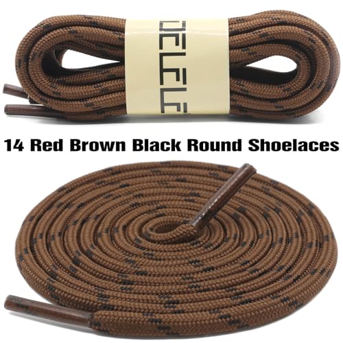 DELELE Round Work Boot Laces: 55 inch Red Brown Black Heavy Duty Hiking Shoe Laces for Boots 2 Pair - Image 2