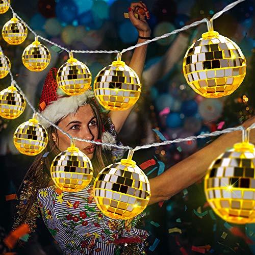 AceList 50 LED Disco Ball Mirror LED Party Light String Christmas Lanterns for Holiday Wall Window Tree Decorations Indoor Outdoor Patio Party Yard Garden Kids Bedroom Living(Warm White) - Image 4