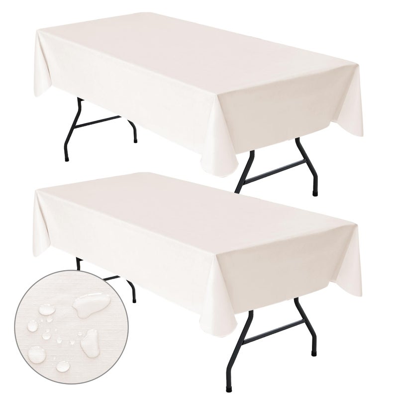 Nasitos 2 Pack Plastic Vinyl Tablecloths for Rectangle Tables 60x84 InchBeige Reusable Table Cloths 4Ft Table Cloth Waterproof Tablecloth for Bridal Shower Wedding Holiday Dinner