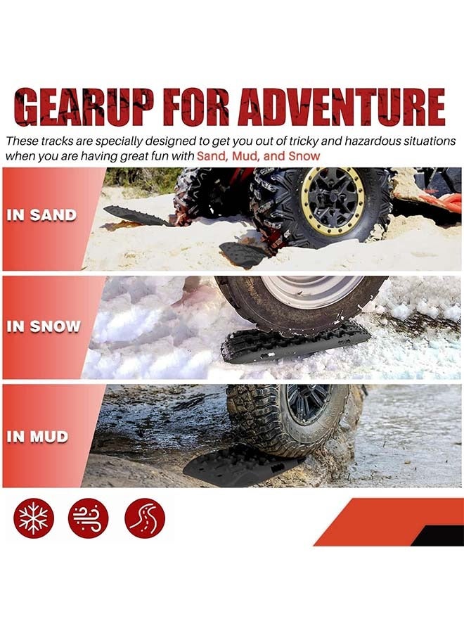 L&E Off Road Traction Boards, 2 Pcs Short Recovery Track Traction Mats for 4WD Mud, Sand, Snow Ramps-Red Tire Traction Tool,ATV UTV Car Traction Pads (Orange) - Image 3