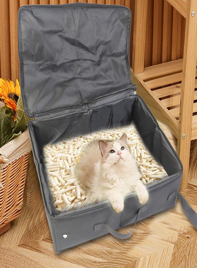 GGOOT 3 Pcs Portable Cat Litter Box,Foldable Litter Carrier for Cat - Leak-Proof Portable Litter Box, Collapsible Toilet Carrier for Travel and Drive with Cats - Image 2
