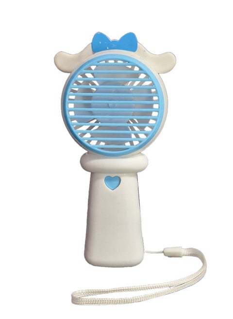 Mini handheld fan, cute design with ears and bow in the middle, small size and easy to carry in hand or put in bag, USB rechargeable battery, on/off button, one air speed, nice gift for kids