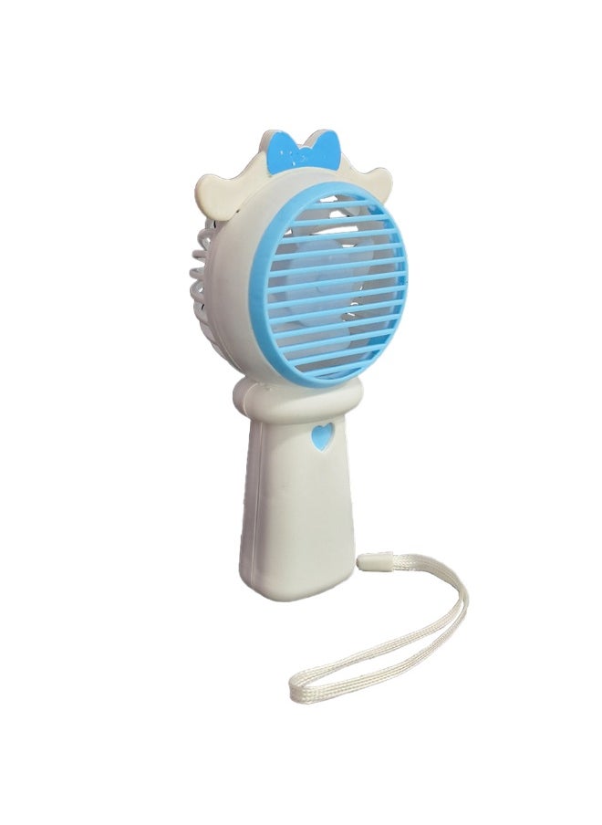Mini handheld fan, cute design with ears and bow in the middle, small size and easy to carry in hand or put in bag, USB rechargeable battery, on/off button, one air speed, nice gift for kids
