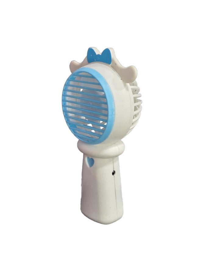 Mini handheld fan, cute design with ears and bow in the middle, small size and easy to carry in hand or put in bag, USB rechargeable battery, on/off button, one air speed, nice gift for kids