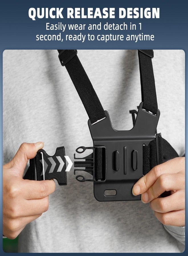 BRDRC Pocket 3 Chest Mount,Hand Free Vlog Video Body Chest Harness Strap for DJI Action 5/4/3,POV Shooting Body Strap Holder Clip Kit for GoPro, for Insta360 X3 X4, Phone Accessories - Image 3