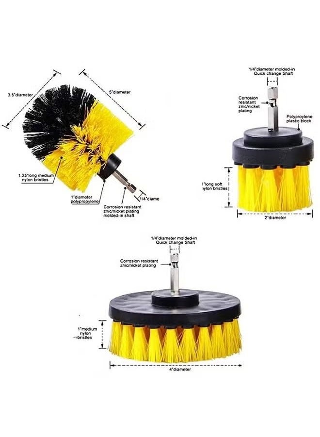 Three-piece electric brush, car tire brush, bathtub cleaner, scrubber set, black/yellow - Image 2