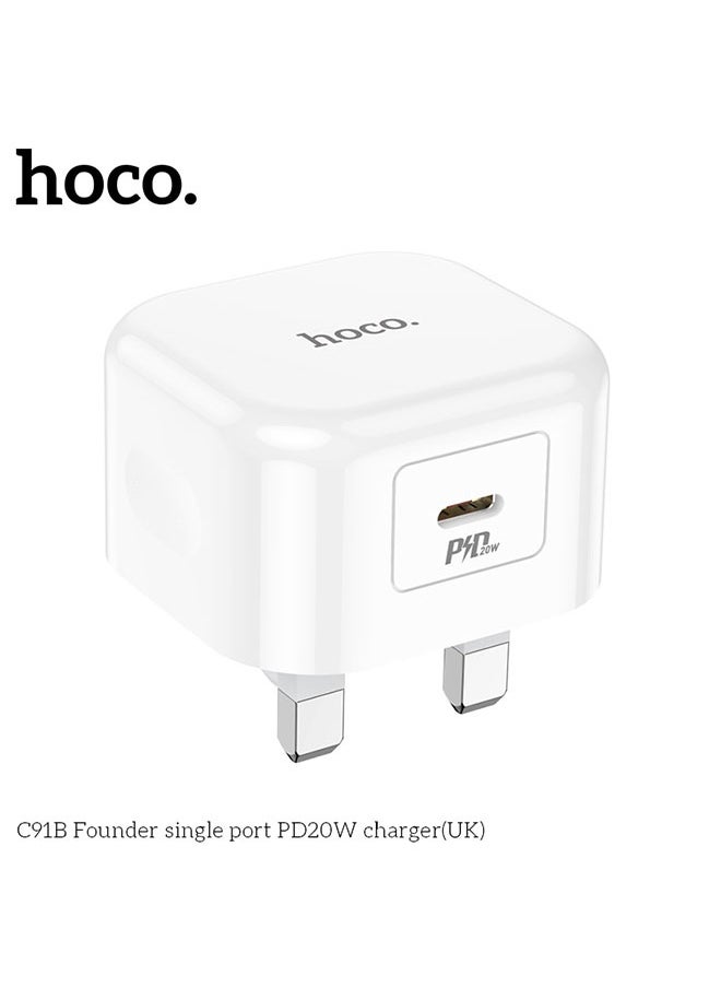 hoco. Wall charger C91B Founder PD20W UK (White)  - Image 4