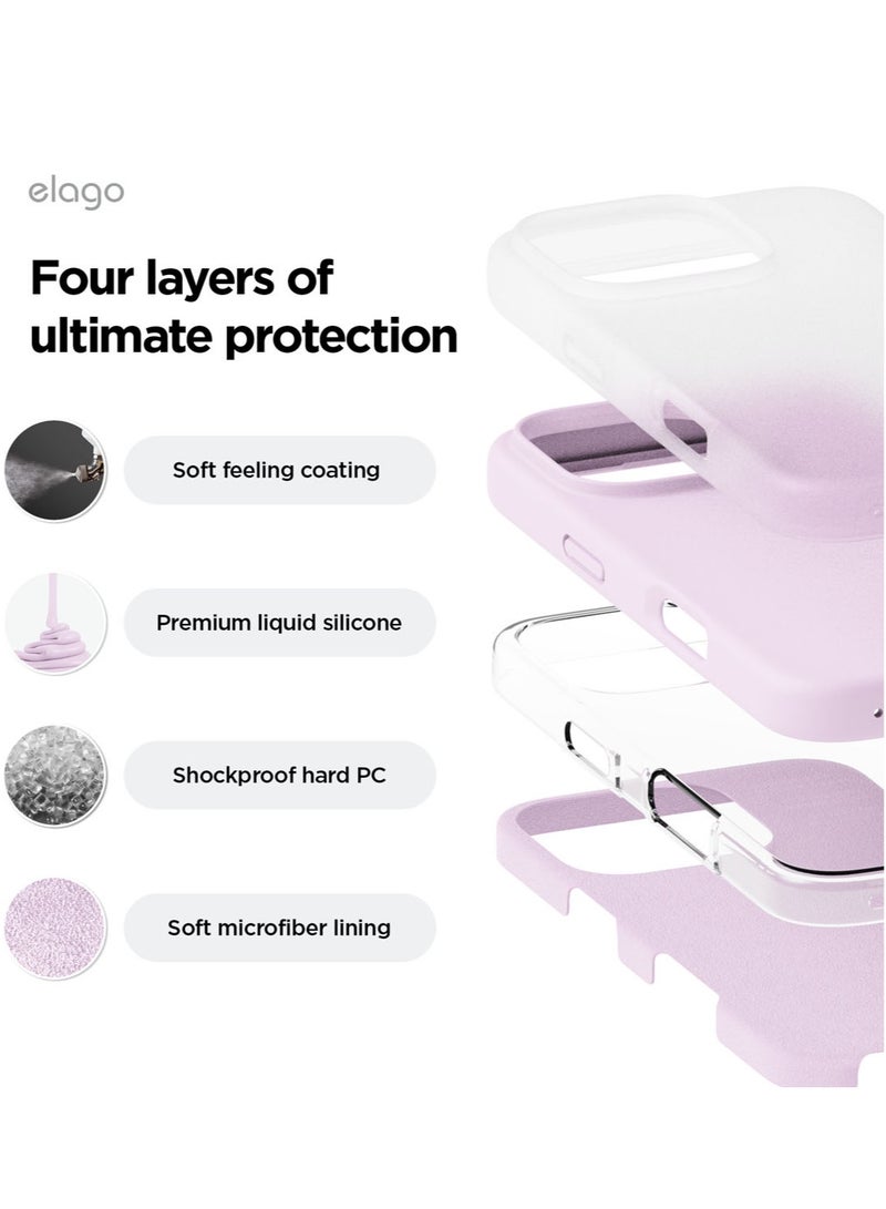 Elago Liquid Silicone for iPhone 16 Pro MAX Case Cover Full Body Protection, Shockproof, Slim, Anti-Scratch Soft Microfiber Lining - Light Lilac - Image 4