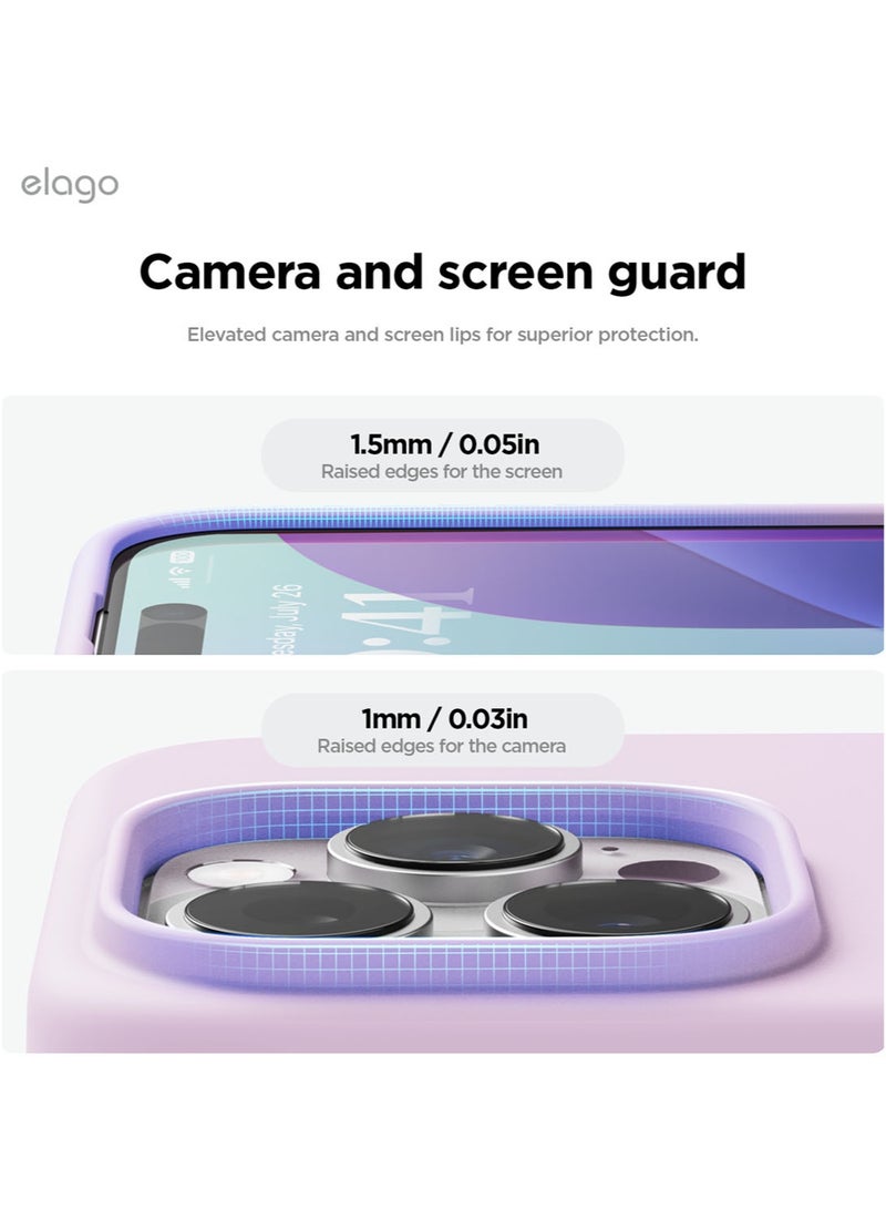 Elago Liquid Silicone for iPhone 16 Pro MAX Case Cover Full Body Protection, Shockproof, Slim, Anti-Scratch Soft Microfiber Lining - Light Lilac - Image 5