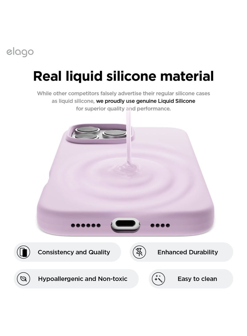 Elago Liquid Silicone for iPhone 16 Pro MAX Case Cover Full Body Protection, Shockproof, Slim, Anti-Scratch Soft Microfiber Lining - Light Lilac - Image 3