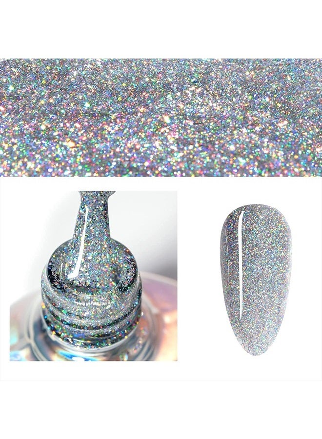 V VENALISA VENALISA Holographic Gel Nail Polish,Rainbow Glitter Effect Sparkling Colors Glossy Soak off Nail Gel Collection Lamp Required for Nail Art Design - Image 3