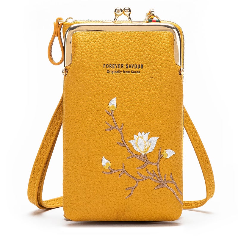 2024 Trendy Embroidered Mini Crossbody Phone Wallet for Women 6 Pink  - Image 4