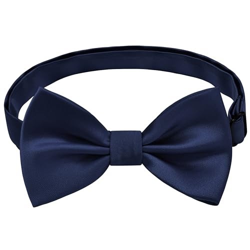 Branduce Navy Blue Bow Ties for Boys Pre Tied Toddler Bow Tie Adjustable Silk Blend Kids Bowties for Wedding Party (BB12-06) - Image 3