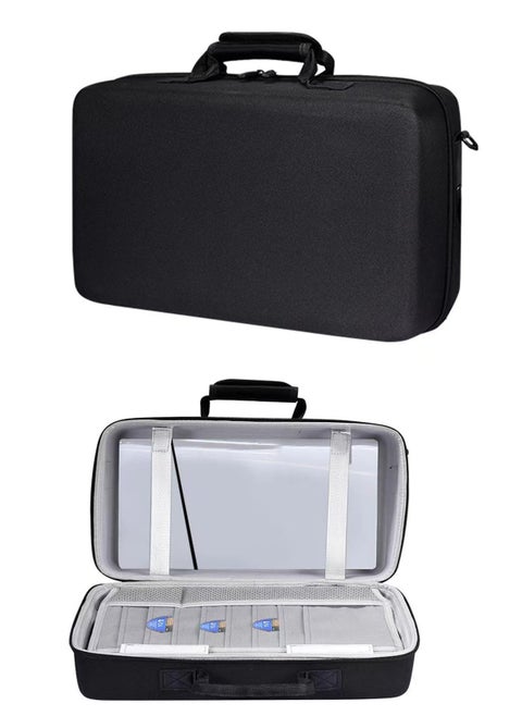 Shockproof Carrying Case for PS5 Slim, Travel Hard Shell Storage Box Compatible with PS5 Slim Console, Game Controller, Cords and Other Accessories (Black Color)