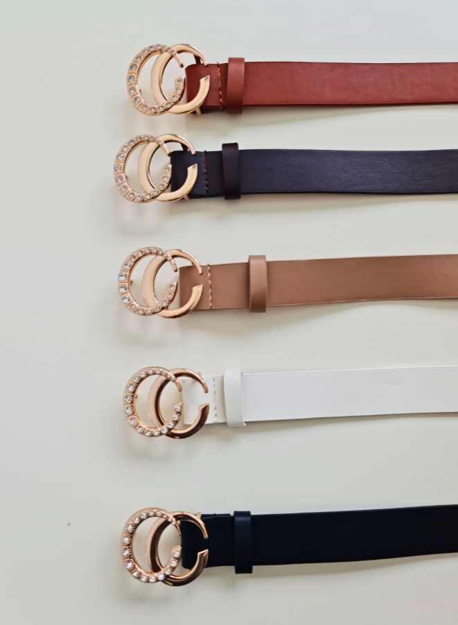 Double Opened Ring Buckle Womens Belt Soft Leather Mettalic Buckle - Image 3