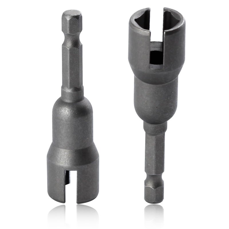 SPEEDWOX 2PCS Power Wing Nut Driver Set Slot Wing Nuts Drill Bit Socket Wrenches Tools Set Slotted Sleeve Wrench Slot Wing Nut Drill Bit 14 Hex Shank for Panel Nuts Screws Eye C Hook Bolt QHanger