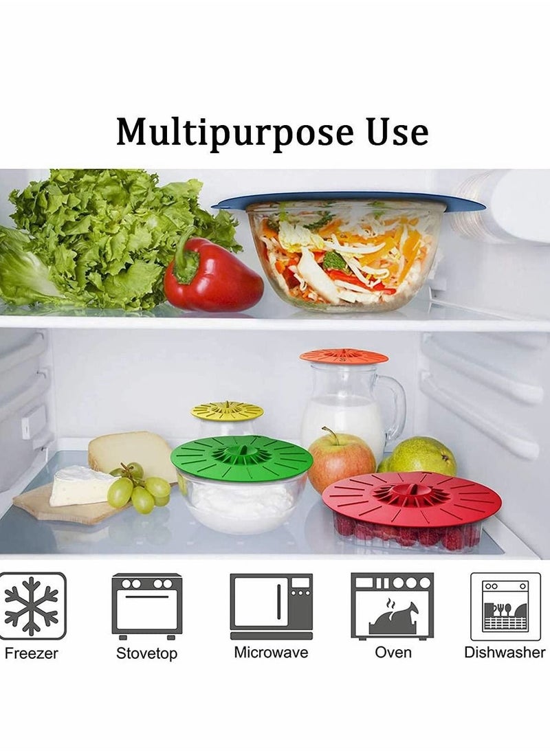 Excefore - Silicone Suction Lids , 5 Sizes Colorful Food Cover, Reusable Suction Seal Heat Resistant Microwave Lids for Cups, Bowls, Plate, Pots, Pans, Skillets, Stove Top, Oven, Fridge, BPA Free - Image 1