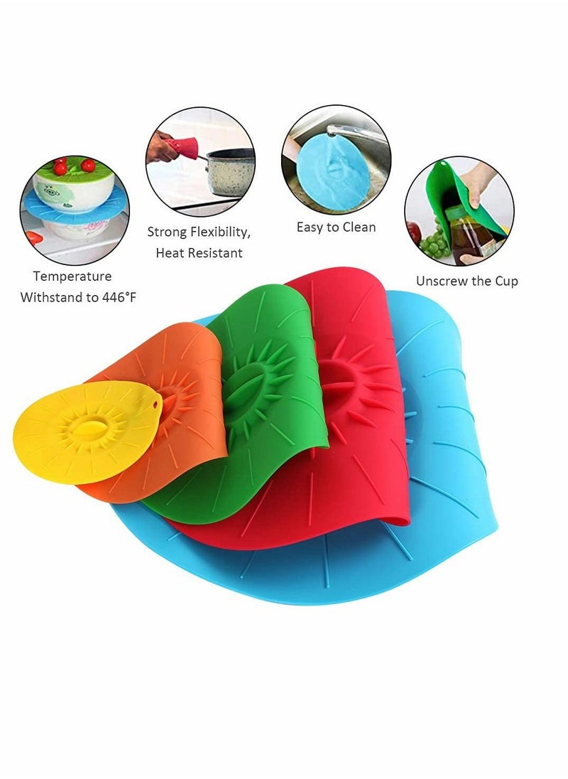 Excefore - Silicone Suction Lids , 5 Sizes Colorful Food Cover, Reusable Suction Seal Heat Resistant Microwave Lids for Cups, Bowls, Plate, Pots, Pans, Skillets, Stove Top, Oven, Fridge, BPA Free - Image 1