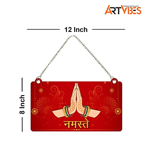 Artvibes Indian Namaste Greeting Wooden Art Decoration Item for Living Room | Festive Decor Art | Wall Art Painting For Hall | Graphic Artwork | Wall Art Print | Unique Gift Items (WH_3506N) - Image 5