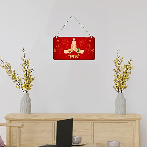 Artvibes Indian Namaste Greeting Wooden Art Decoration Item for Living Room | Festive Decor Art | Wall Art Painting For Hall | Graphic Artwork | Wall Art Print | Unique Gift Items (WH_3506N) - Image 3