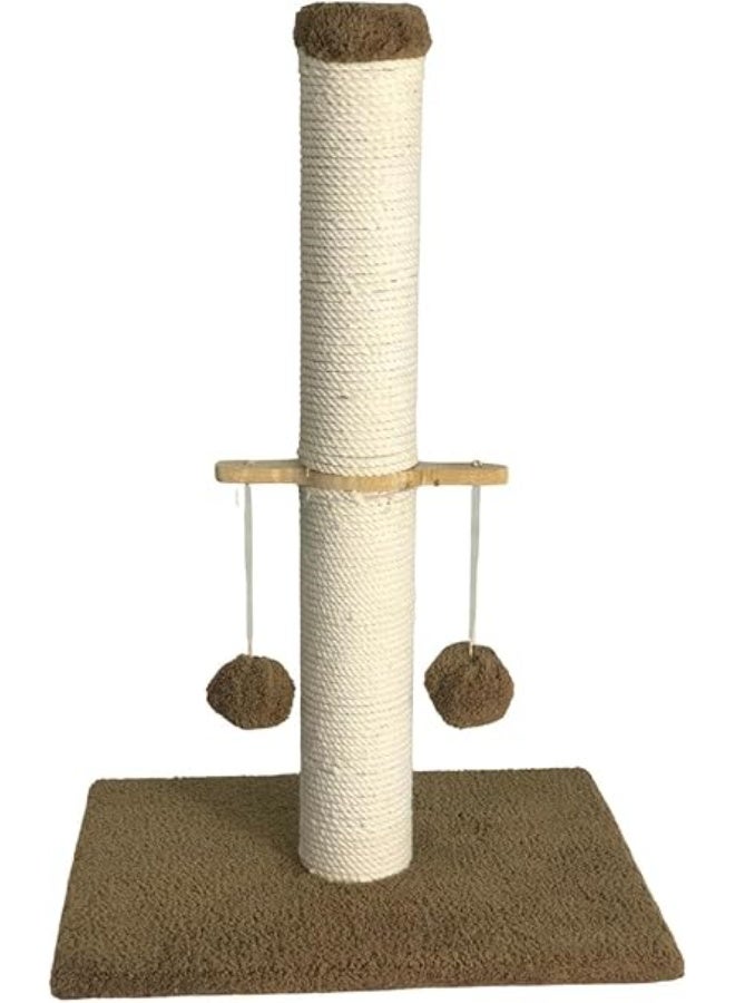 Pets House & Care Cat Scratching Post with Sisal Rope & 2 Hanging Balls – Tall Kitty Activity Center for Adult Cats with Carpeted Base, Durable & Easy to Assemble – 30×50 cm - Image 1