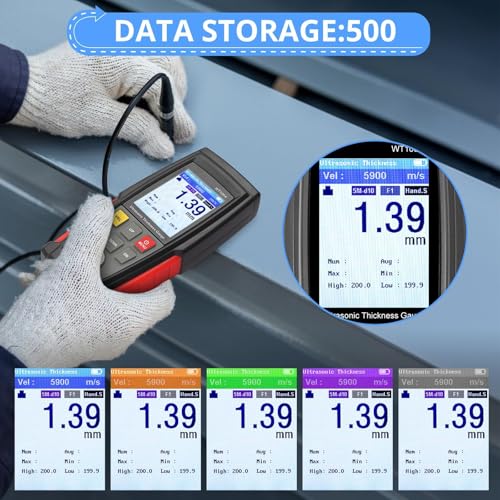 CAMWAY Digital Ultrasonic Thickness Gauge Meter with Calibration High Resolution Data Storage Backlight LCD,Thickness Meter Steel Metal Thickness Tester for Steel Aluminum Metal Copper Plate - Image 4