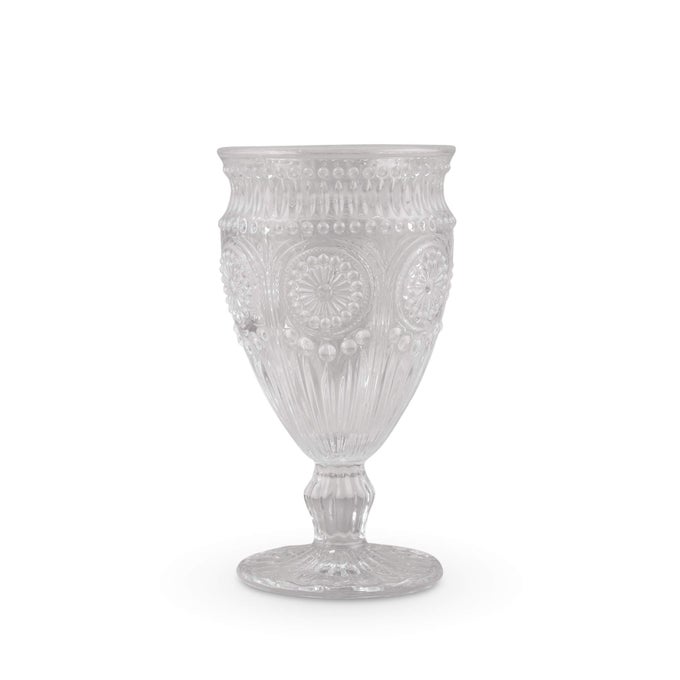 VINTAGE INSPIRED PRESSED GLASS GOBLET CLEAR