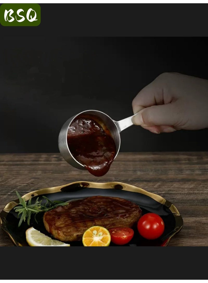 بي إس كيو 4 قطع من أكواب التوابل المصنوعة من الفولاذ المقاوم للصدأ 304 باللون الفضي | أكواب صلصة | حاويات صلصة | مع مقابض (60 مل لكل منها) | أوعية صغيرة مزودة بفتحات للتعليق | أطباق توابل متعددة الاستخدامات. - Image 1