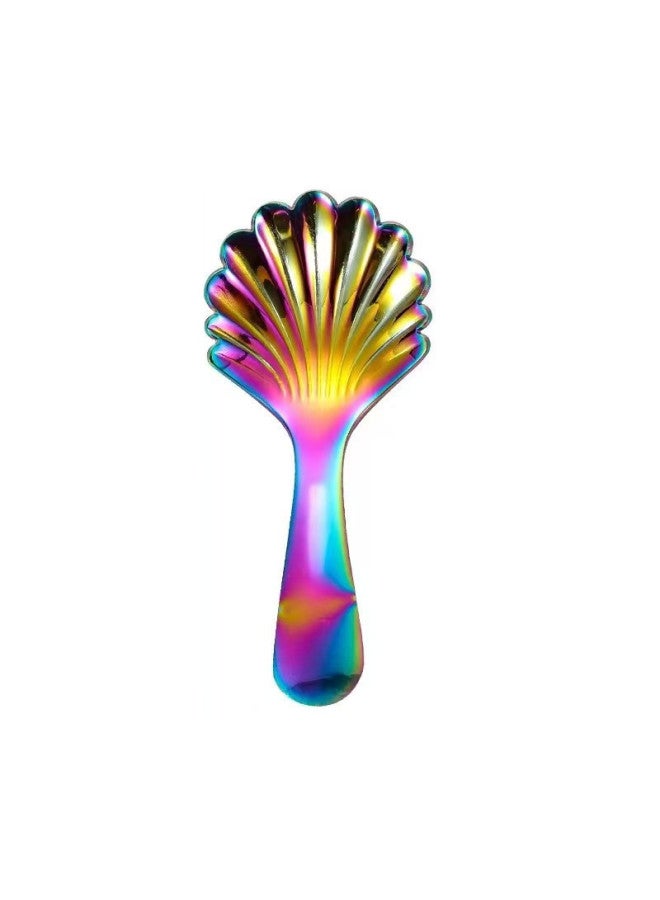 High Quality Stainless Steel Spoon Ice Cream Spoon Small Round Spoon Short Handle Round Head Shell Ice Cream Spoon Mini Crown Tea Spoon-Color:Shell Short Spoon Phantom - Image 1