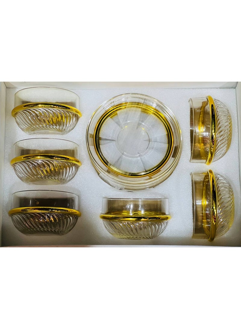 New  Khoshaf Set with Bowl  Gold  12 Pieces