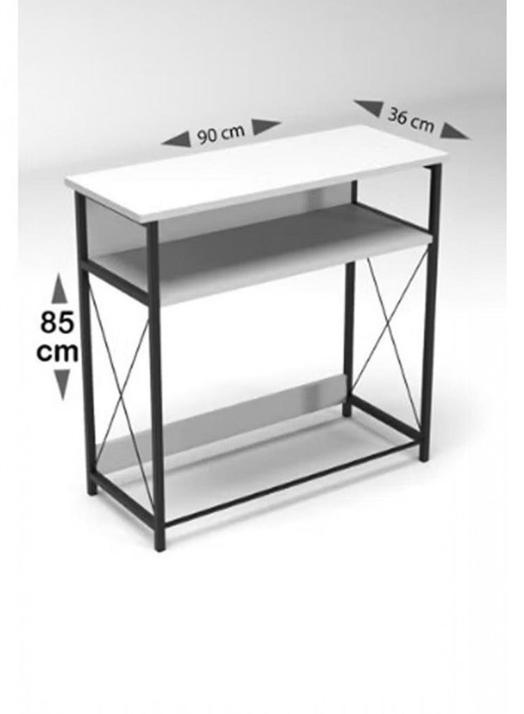 إكسبرت طاولة ركن القهوة، طاولة مدخل كونسول، لترتيب وتنظيم احتياجاتك – ابيض / اسود,EI-404 - Image 1