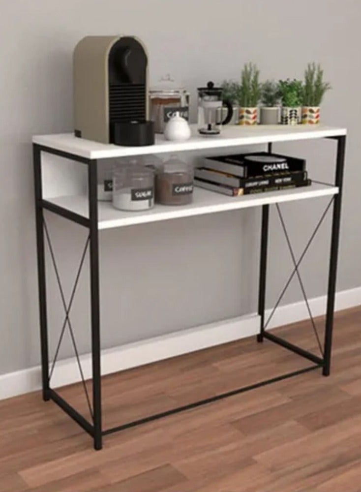 إكسبرت طاولة ركن القهوة، طاولة مدخل كونسول، لترتيب وتنظيم احتياجاتك – ابيض / اسود,EI-404 - Image 4