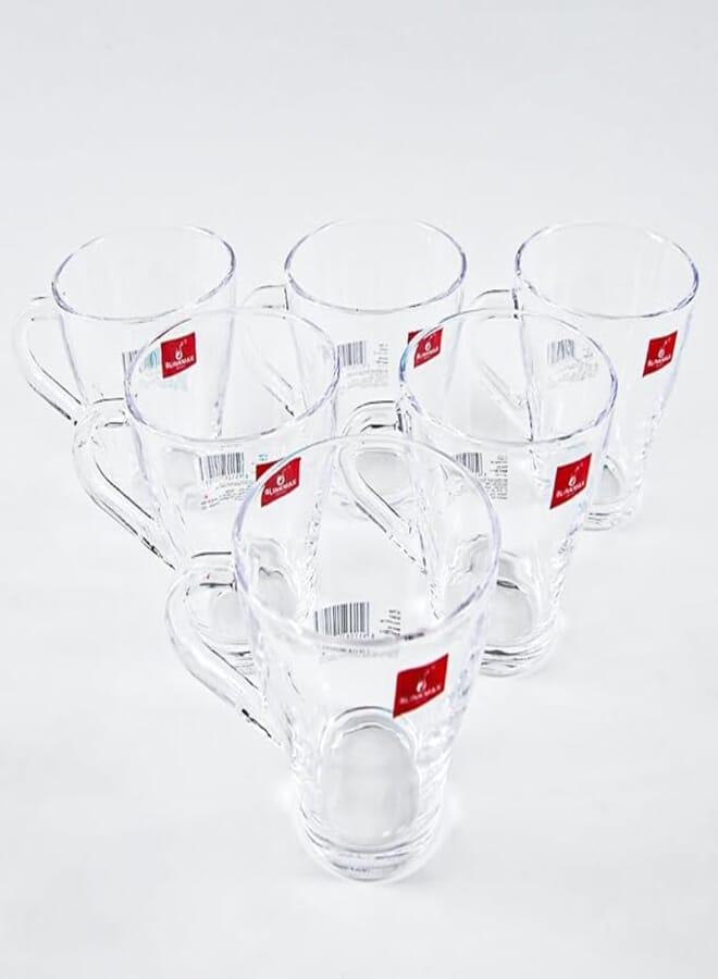 Blink Max brand cup set, pure glass, set of 6 square pieces, code: 21-1, plain