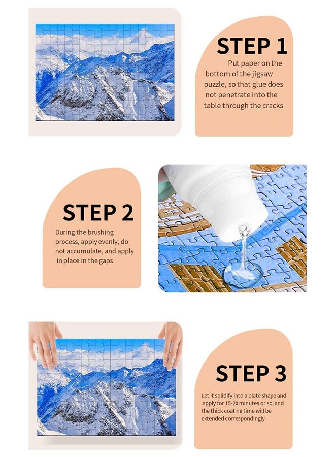 Jigsaw Puzzle Glue 120ml- with Sponge Head, Water-Soluble Special Craft Puzzle Glue Sheets,for 3000/3500/5000 Pieces of Puzzle for Paper and Wood - Image 4