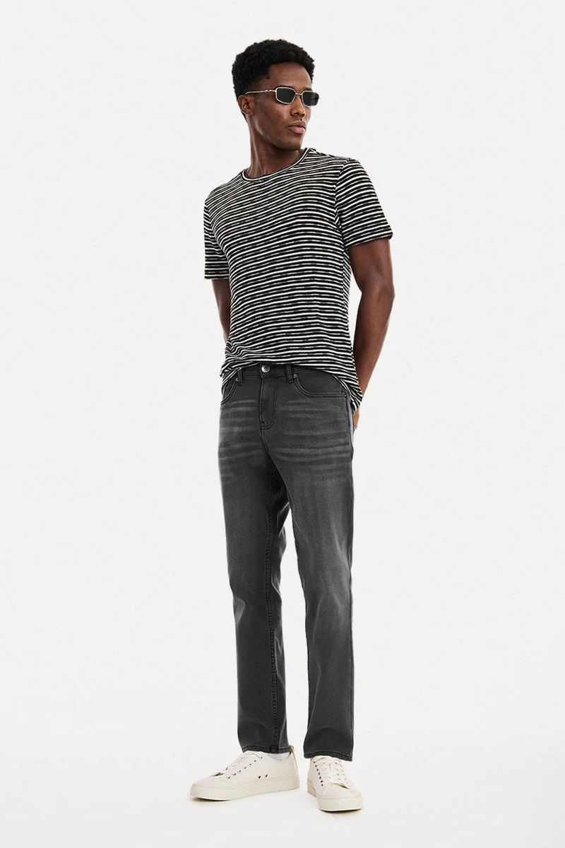 SNITCH Dark Grey Solid Slim Fit Casual Jeans