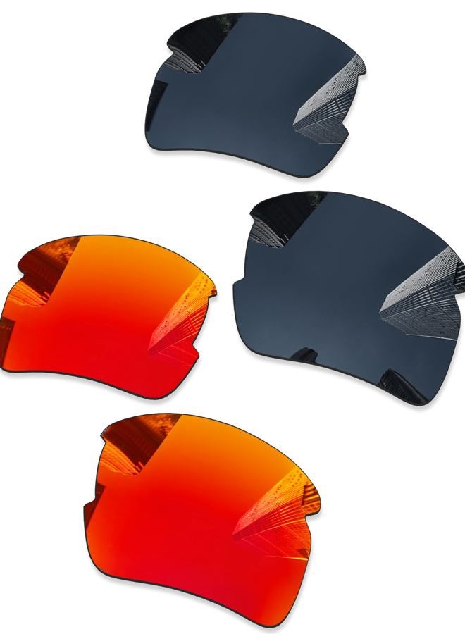 Combine8 2 Pairs Ploarized Replacement Lenses for Oakley Flak 2.0 XL OO9188 Sunglasses - Black + Fire Red - Image 1