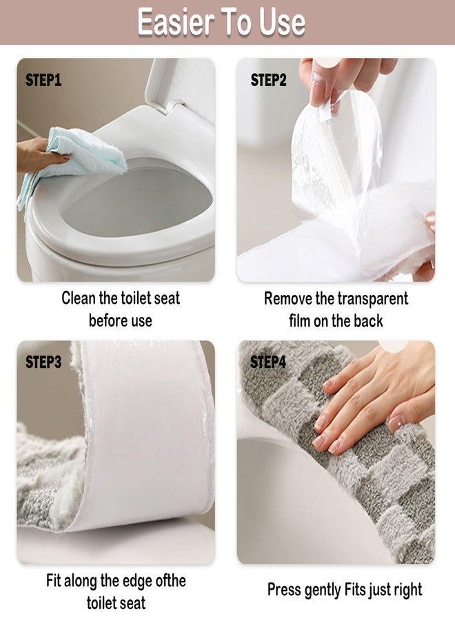 Iensen Thick and Warm Plush Toilet Seat Cover - Washable, Reusable Cushion with TPR Adhesive & Checkered Pattern for Comfort & Insulation (Pink) - Image 5