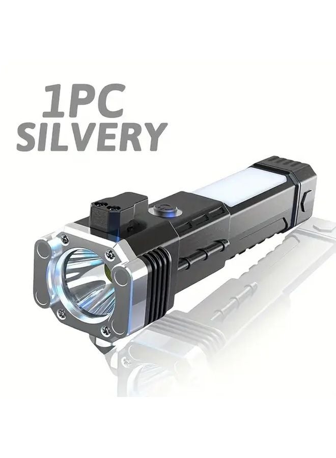 Multifunctional LED Silvery Torch USB Magnetic Emergency Work Light Portable Flashlight - Image 1