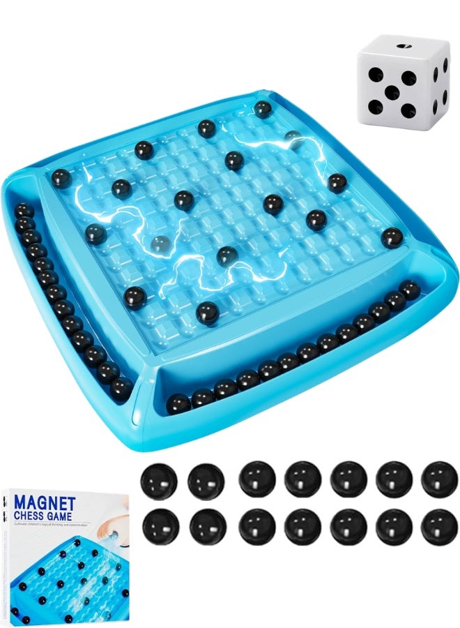 Magnet Chess Game 15 Pieces + Dice, Magnetic Board Game for Kids and Adults, Family Educational Game for Ages 8+, Develops Logical Thinking and Concentration, Multiplayer Fun 2-4 Players, Stress Relief and Parent-Child Interaction, Portable Magnetic Game for Travel, Party, Home, Creative Strategy Challenge
