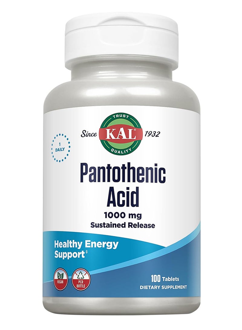 KAL حمض البانتوثنيك ممتد المفعول 1000 مجم 100 قرص 147384 - Image 1