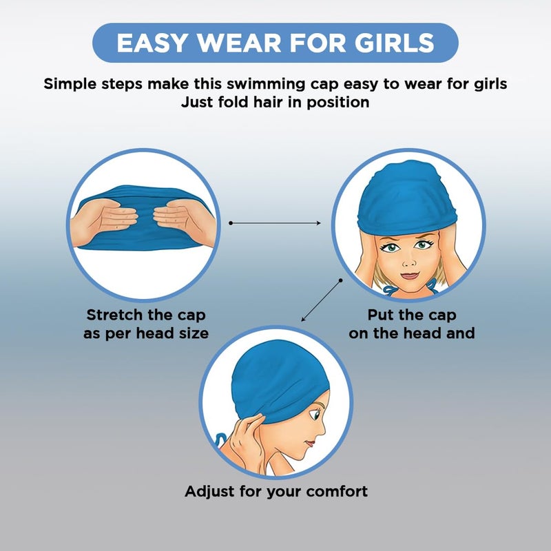 Endless EL1023 Comfortable Silicon Swimming Cap with Ergonomic Ear Pockets | Blue | Material : Silicon | Fully Elastic Waterproof Cap for Long and Short Hair with Thicker Edge | For Women and Men - Image 4