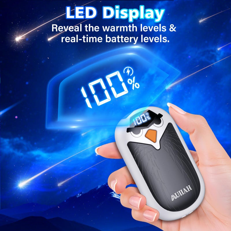 AUIIAH Hand Warmers Rechargeable 2 Pack With Led Display 4 Heat Settings & Fast Heating Portable Electric Hand Warmers For Camping Hunting Commuting Gift For Men Women - Image 2
