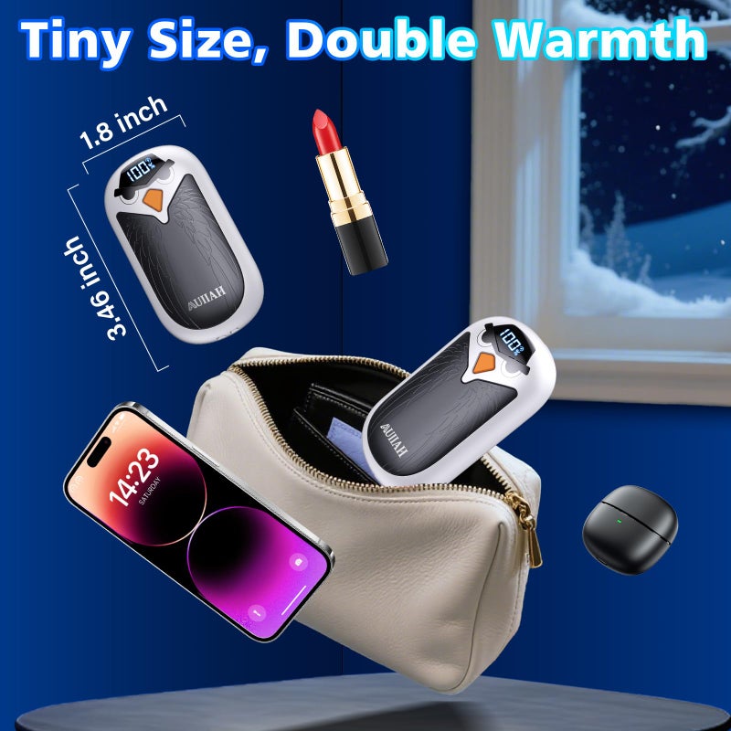 AUIIAH Hand Warmers Rechargeable 2 Pack With Led Display 4 Heat Settings & Fast Heating Portable Electric Hand Warmers For Camping Hunting Commuting Gift For Men Women - Image 5
