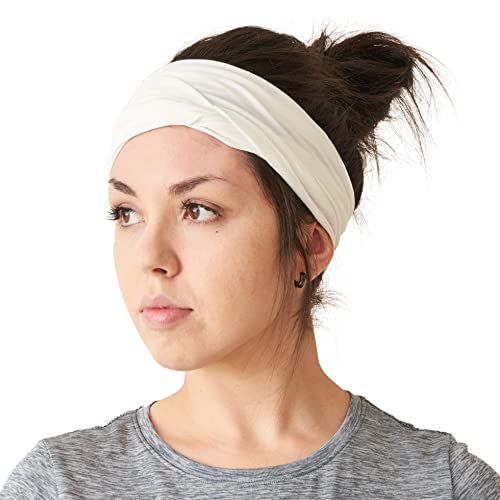 Charm Mens Head Wraps Elastic Bandana - Japanese Headband Workout Women Hair White - Image 1