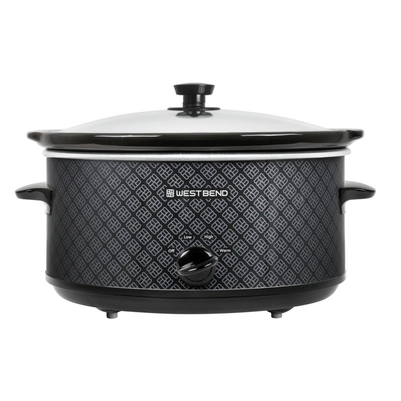 West Bend Slow Cooker 6-Quart Manual Crockery Style with Dishwasher Safe Oval Ceramic Crockpot and Glass Lid Two Temperature Settings Plus Keep Warm, 330-Watts, Black - Image 4