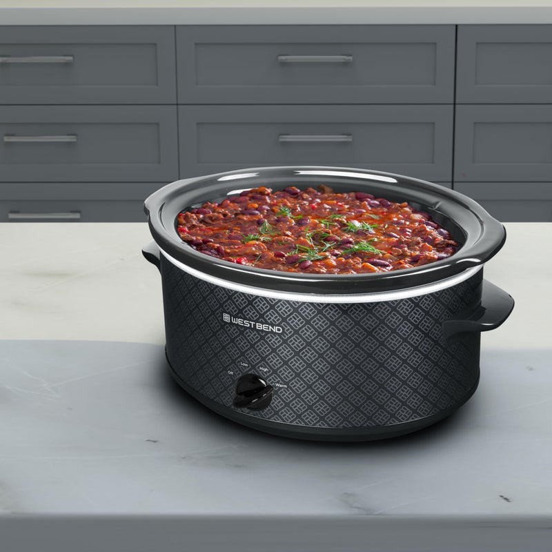 West Bend Slow Cooker 6-Quart Manual Crockery Style with Dishwasher Safe Oval Ceramic Crockpot and Glass Lid Two Temperature Settings Plus Keep Warm, 330-Watts, Black - Image 5