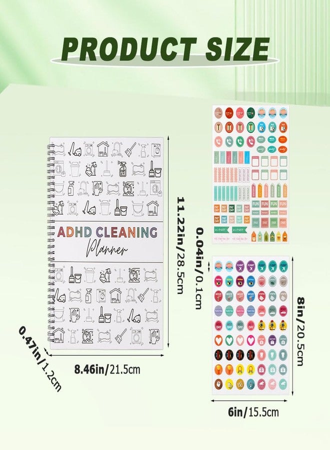 Kazheon Adhd Cleaning Planner with 2 Sheets Stickers, Cleaning Schedule and Checklist Organizer, Daily Weekly Monthly Yearly Household-Cleaning Planner, DIY Home-Cleaning Plan Book(COLOR:White) - Image 2