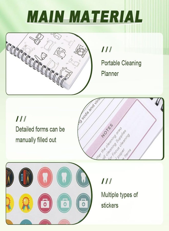 Kazheon Adhd Cleaning Planner with 2 Sheets Stickers, Cleaning Schedule and Checklist Organizer, Daily Weekly Monthly Yearly Household-Cleaning Planner, DIY Home-Cleaning Plan Book(COLOR:White) - Image 3