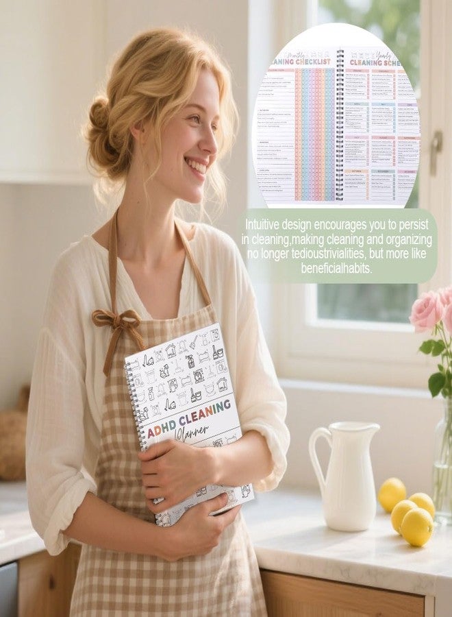 Kazheon Adhd Cleaning Planner with 2 Sheets Stickers, Cleaning Schedule and Checklist Organizer, Daily Weekly Monthly Yearly Household-Cleaning Planner, DIY Home-Cleaning Plan Book(COLOR:White) - Image 5